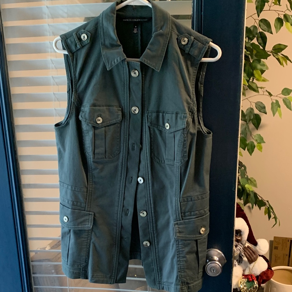 White House Black Market Dark Olive Utility Vest